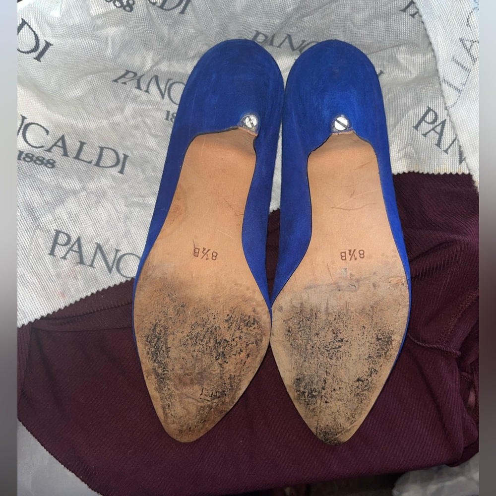 Vintage Pancaldi 1888 Cobalt Blue Suede Pumps~ Size 8.5 - Picture 4 of 9